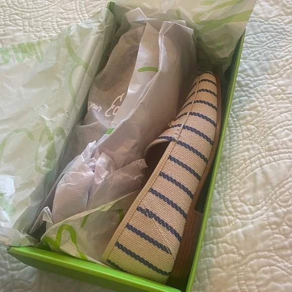 New in box Sam Edelman Loraine Cobalt Striped Flats Loafers size 7.5 - Picture 4 of 12